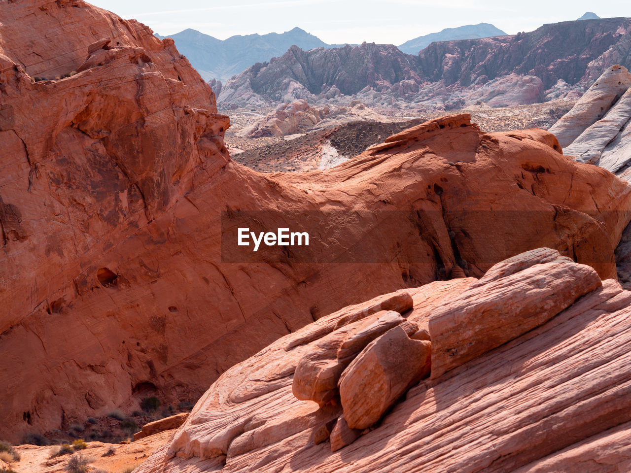 Scenic view of rock formations against sky