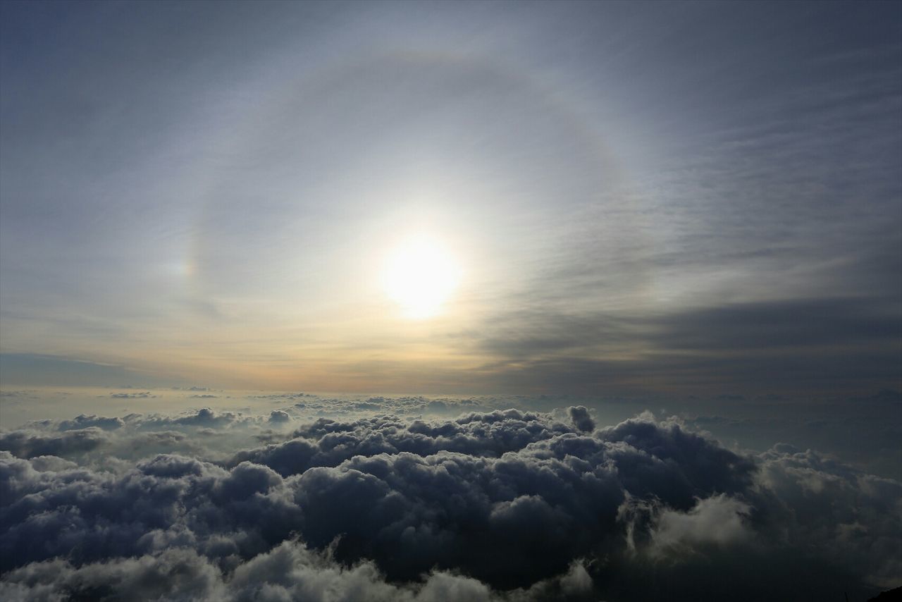 Aerial view of cloudscape against sky during sunset