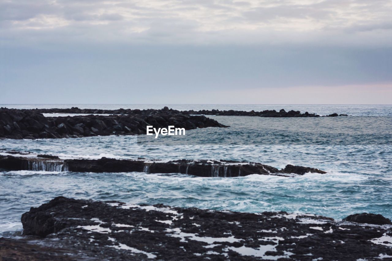 VIEW OF SEA AGAINST CLOUDY SKY