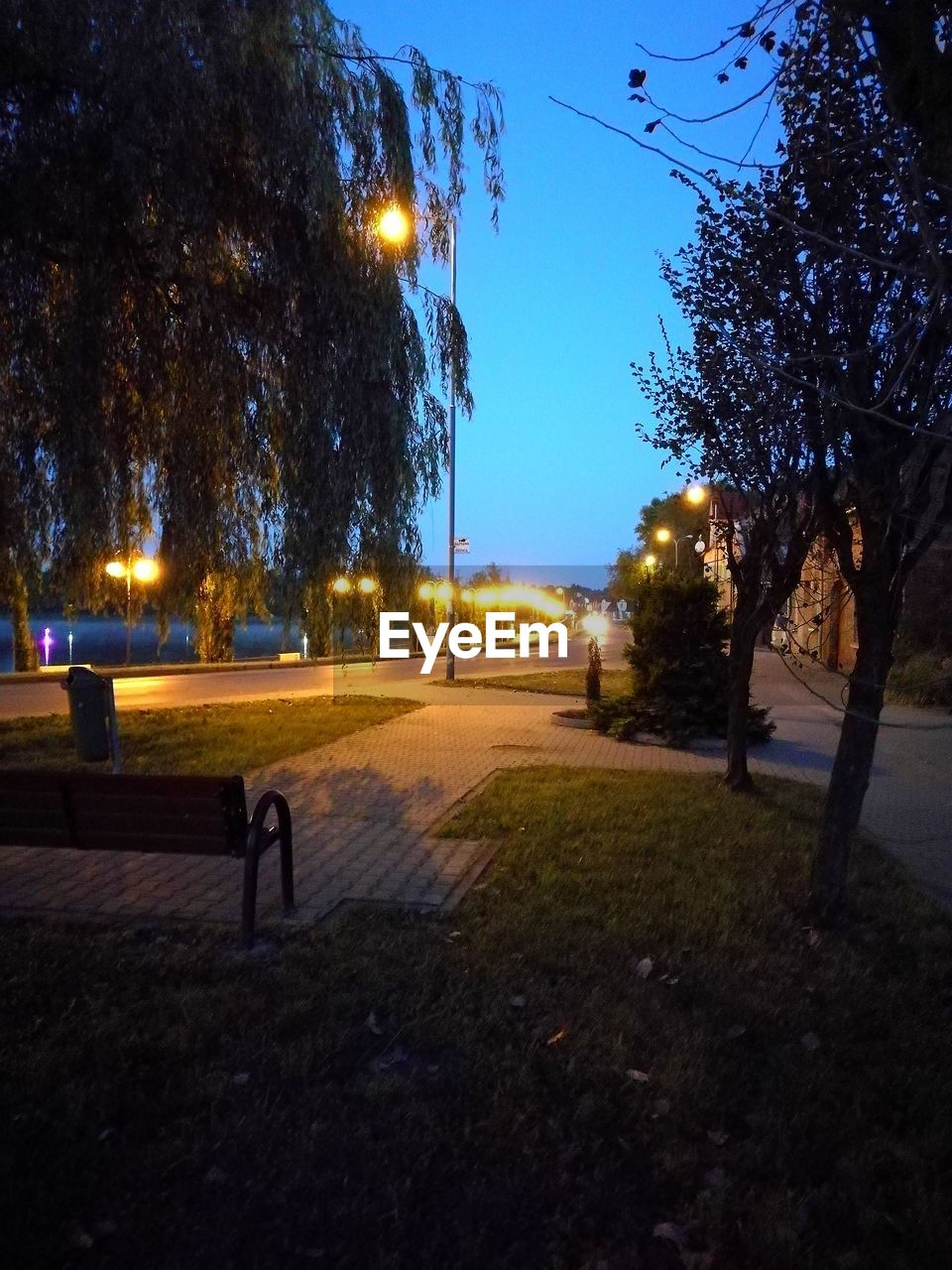 VIEW OF ILLUMINATED STREET LIGHTS AT NIGHT