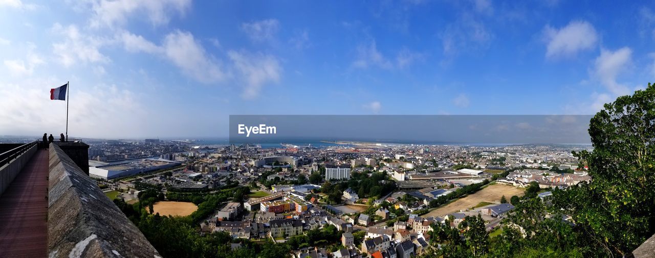 High angle view of there city of cherbourg