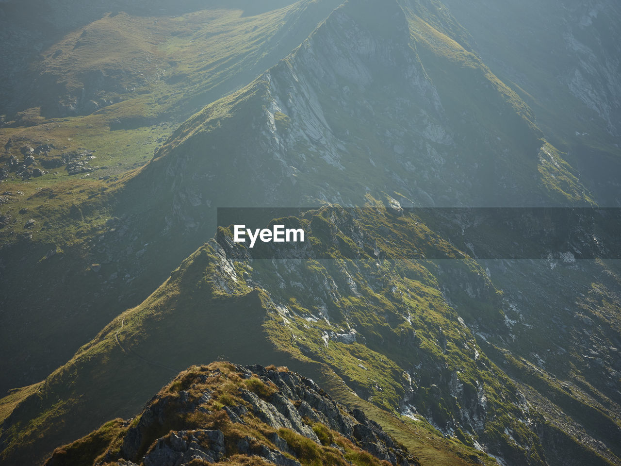 High angle view of lake and mountain