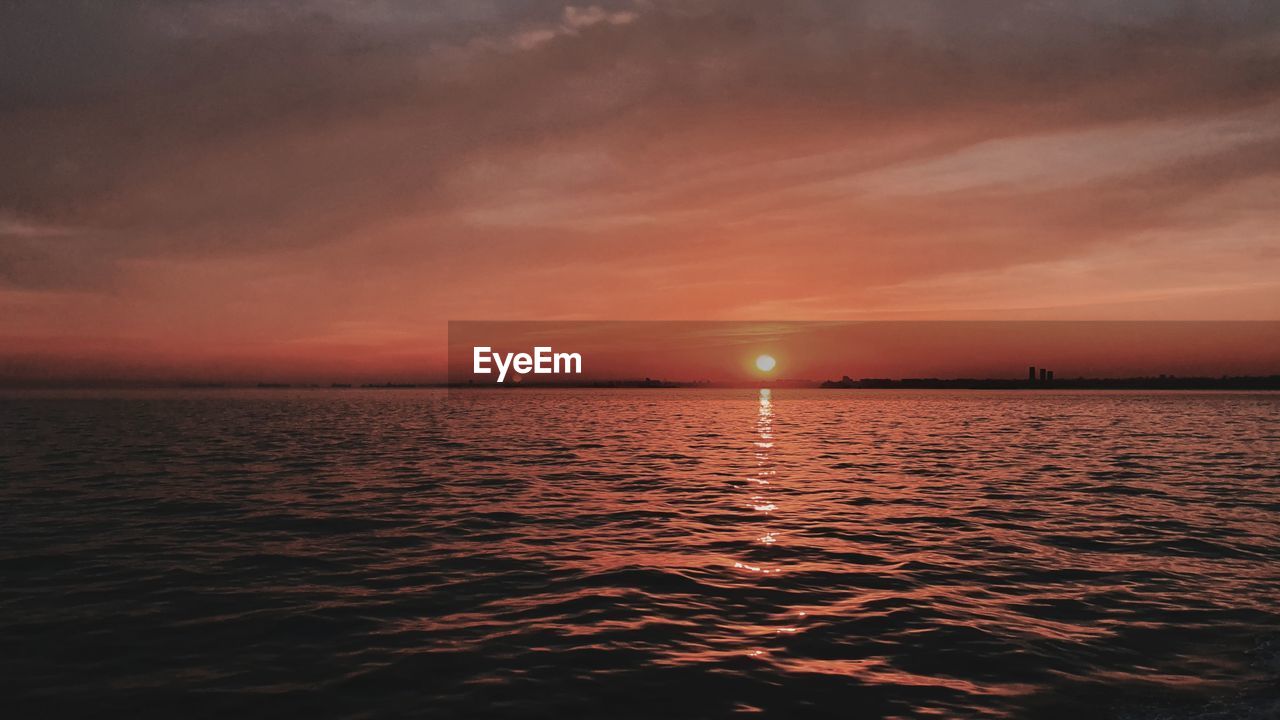 View of sea against sky during sunset