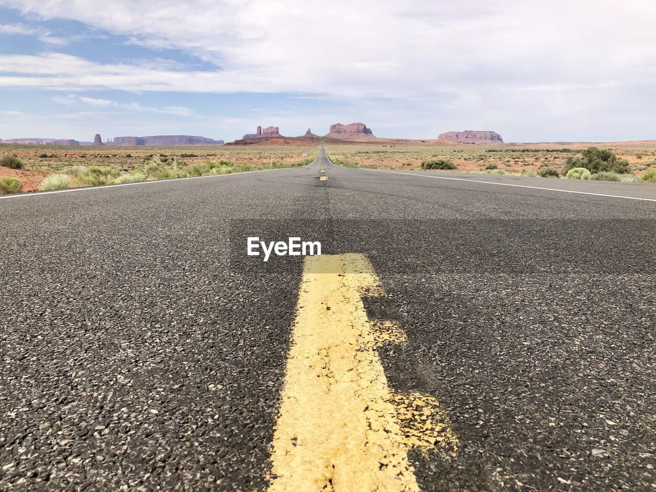 Surface level of road against sky, monument valley 