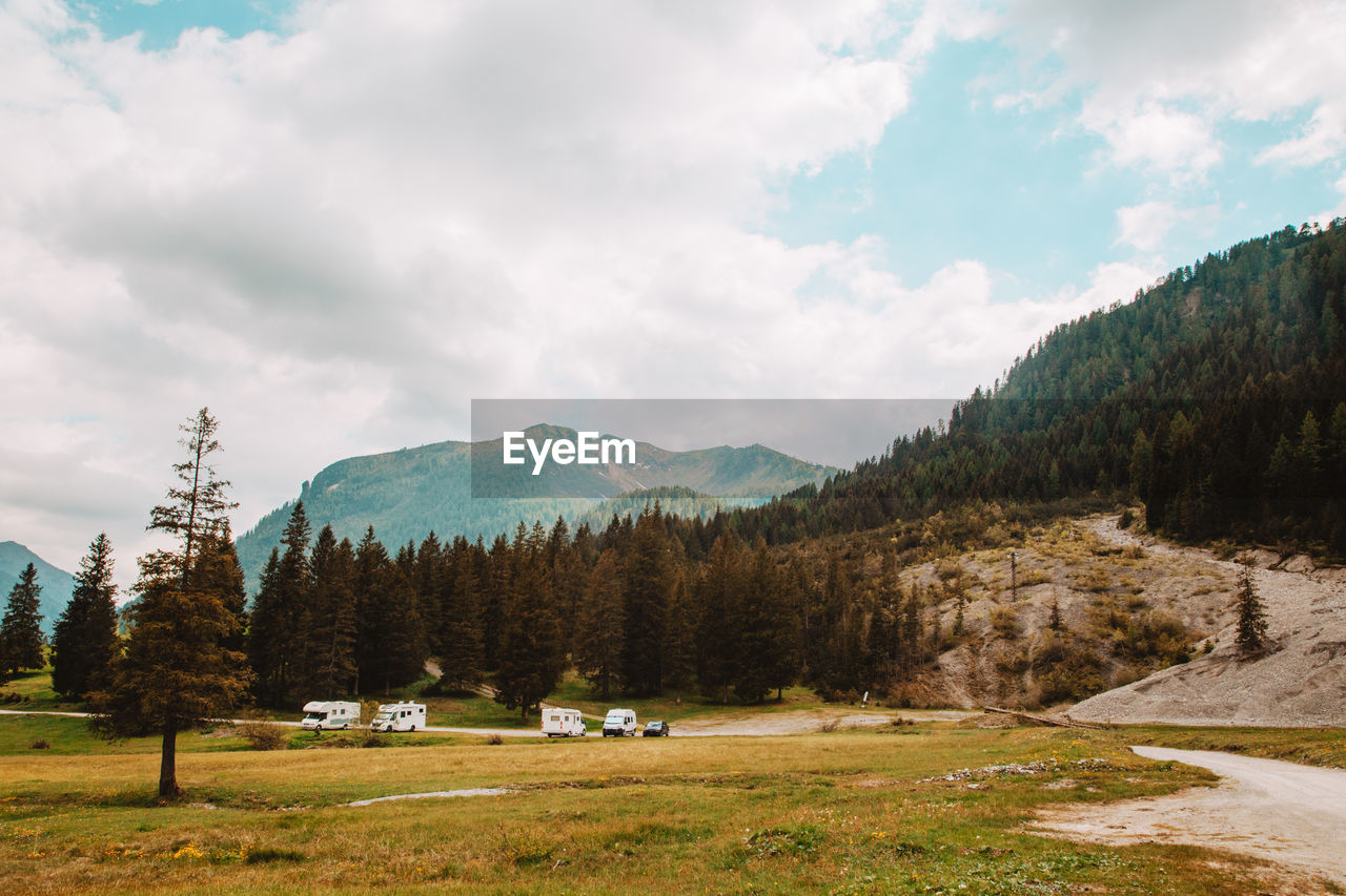 Natural landscape with green mountain peaks in summer