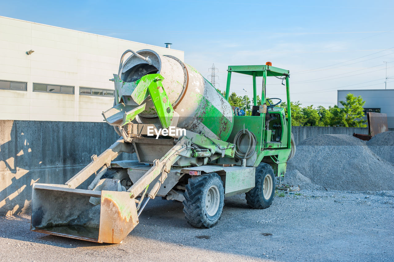 Cement truck at construction site