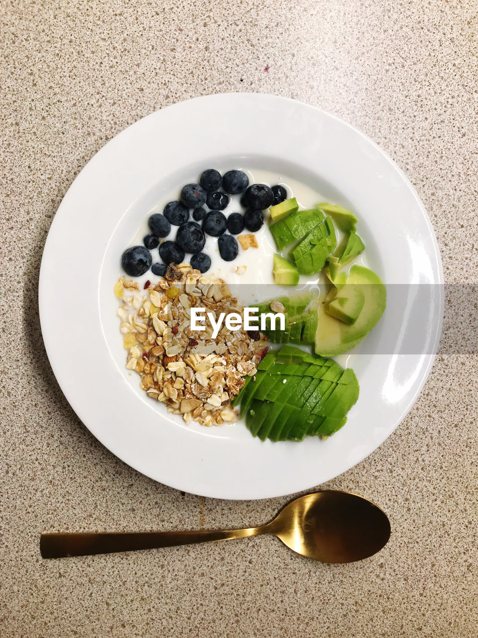 food and drink, food, healthy eating, wellbeing, dish, fruit, meal, freshness, cereal, produce, eating utensil, kitchen utensil, bowl, vegetable, vegetarian food, high angle view, plate, no people, studio shot, breakfast, cuisine, indoors, seed, directly above, spoon, nature