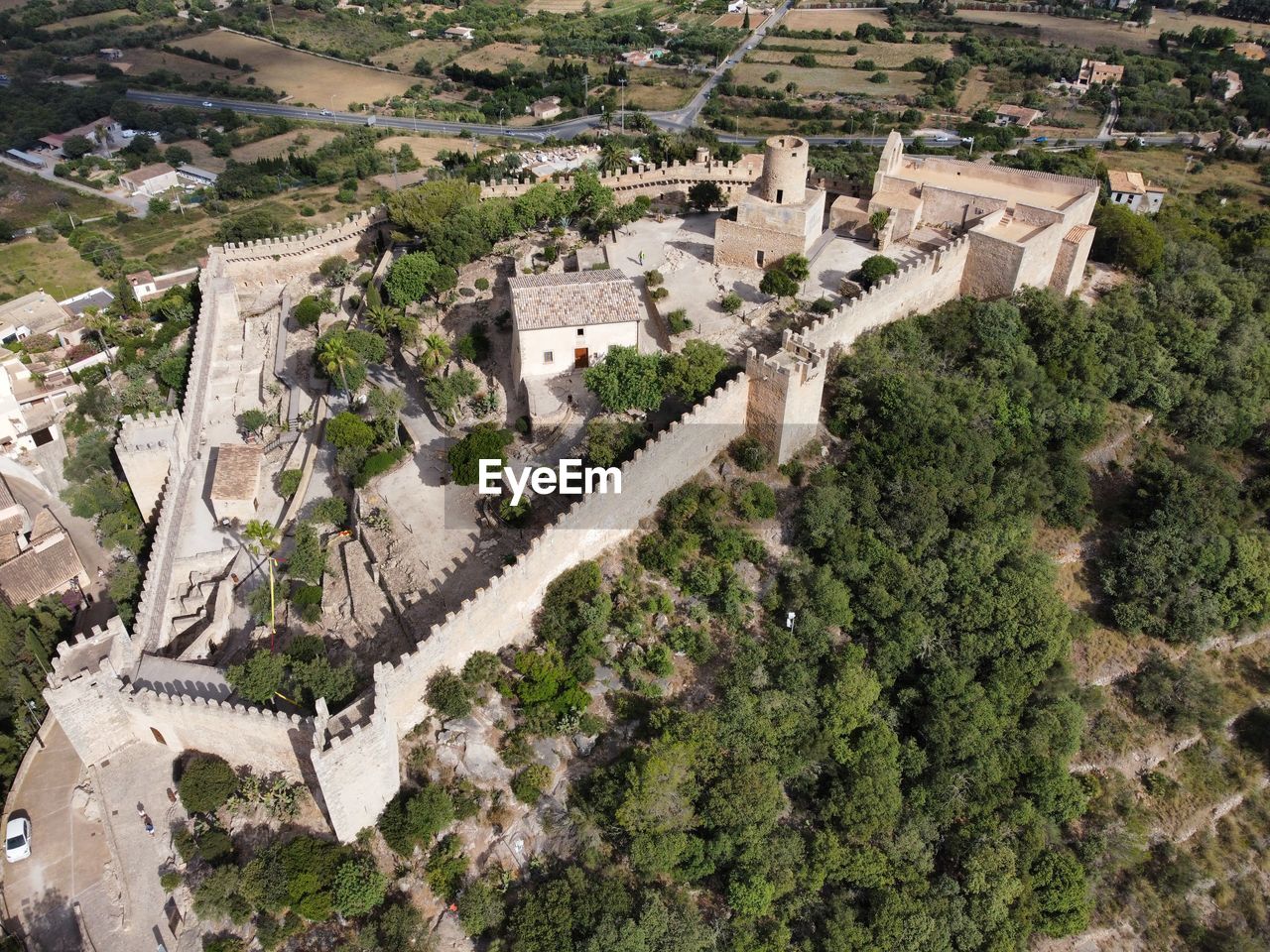 High angle view of a castle