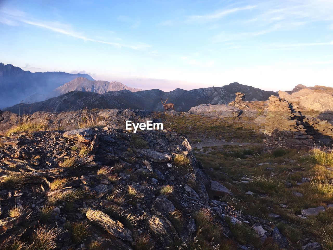 Scenic view of rocky mountains against sky