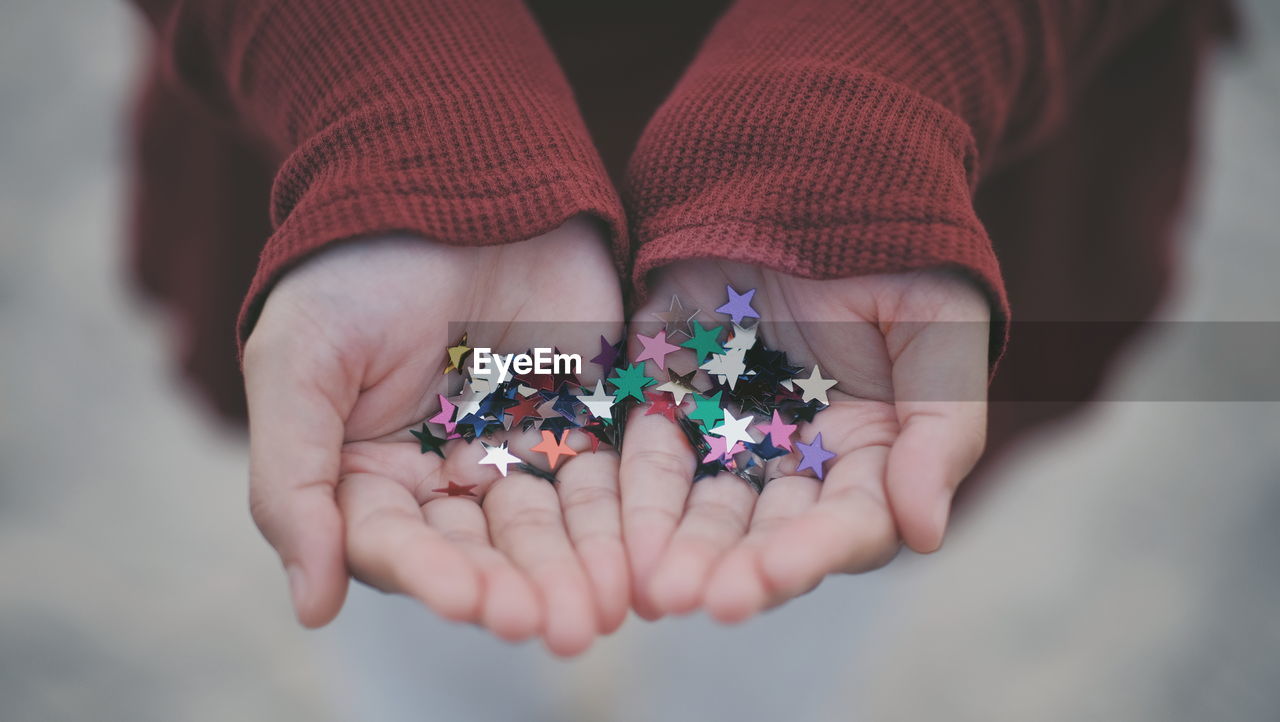 High angle view of woman holding hands