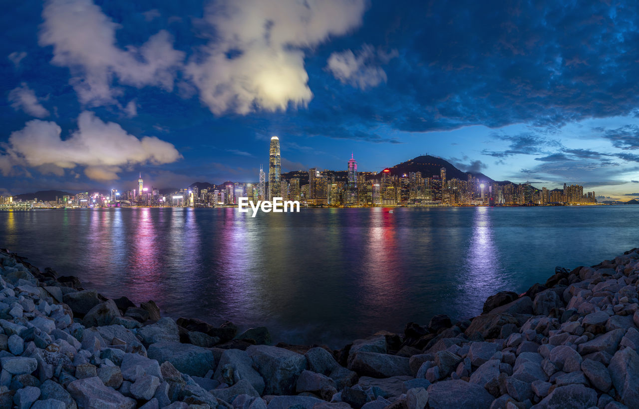 Victoria harbor view at night, hong kong