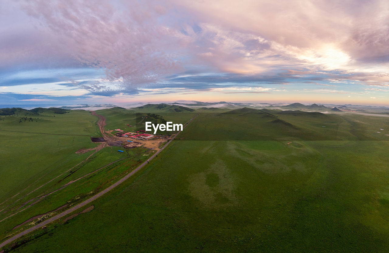 high angle view of landscape against sky