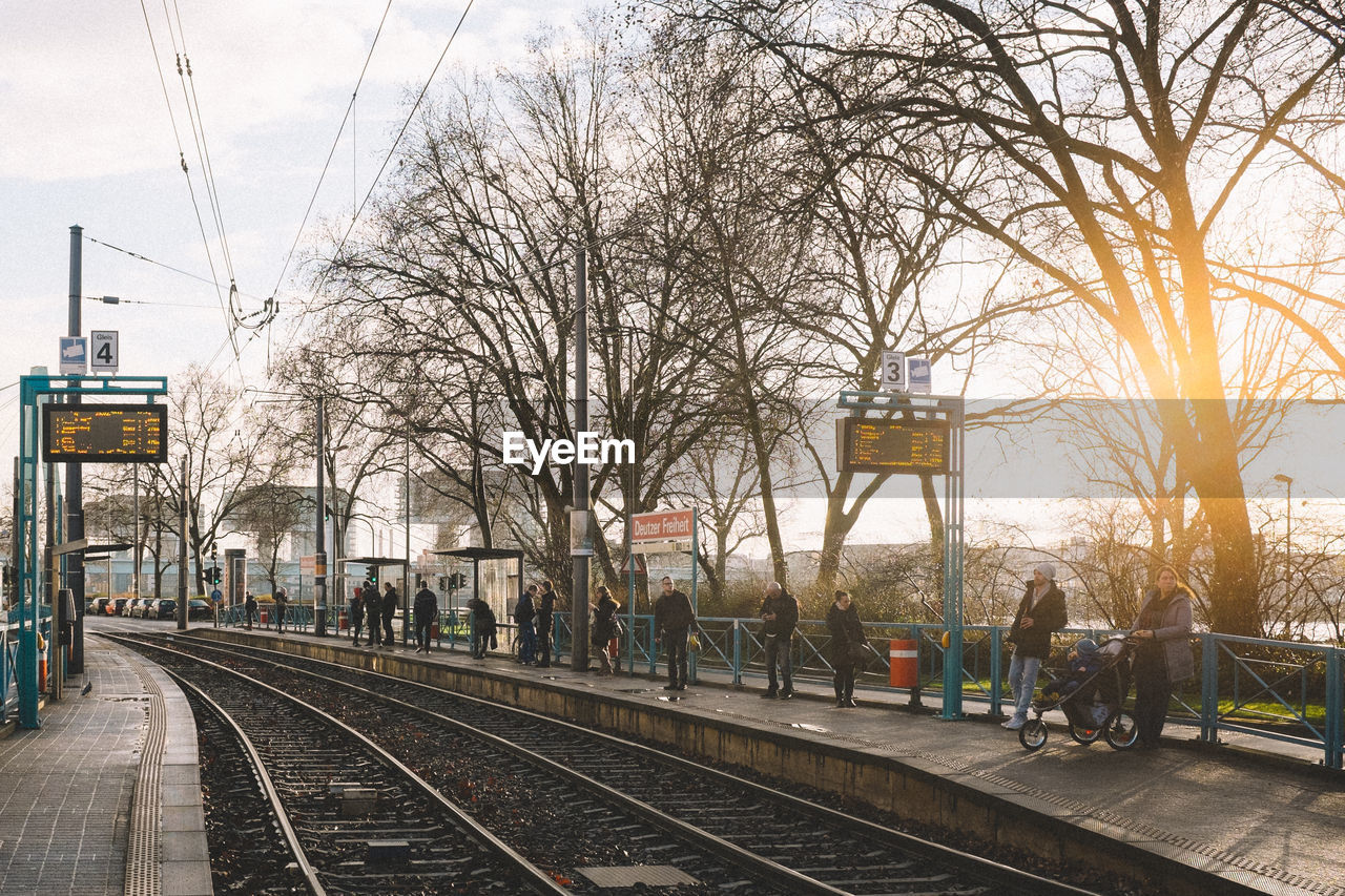 Railroad track passing through city