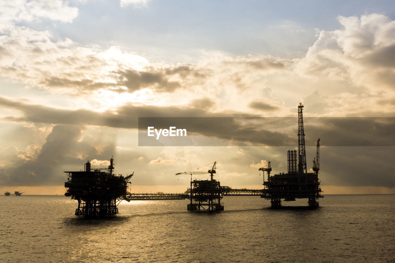 Seascape of golden hour at offshore terengganu oil field