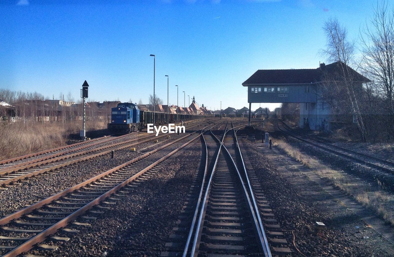 Railroad tracks and train