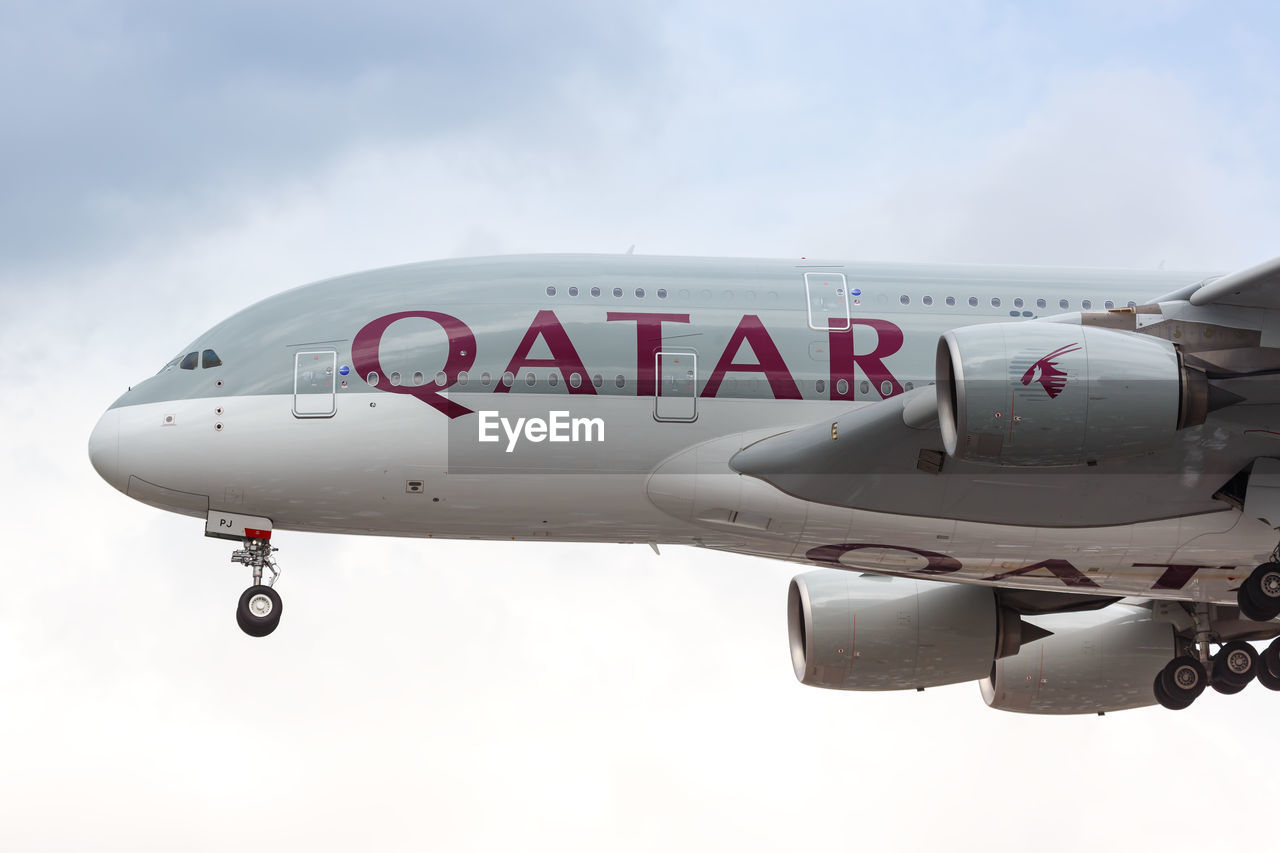 LOW ANGLE VIEW OF AIRPLANE IN SKY