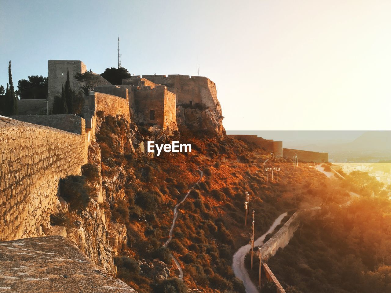 View of historic fort at sunrise