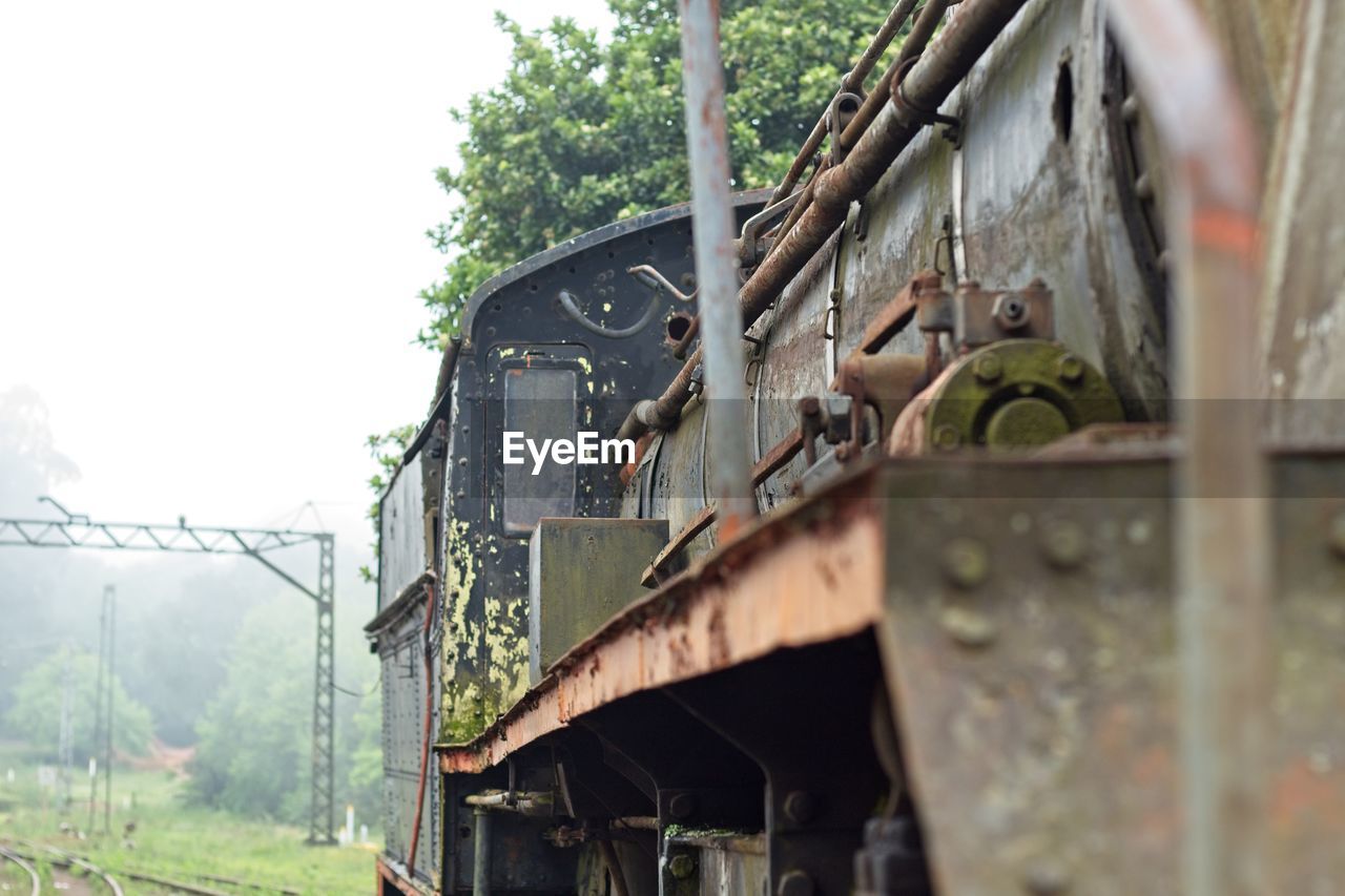 CLOSE-UP OF TRAIN AGAINST TREES