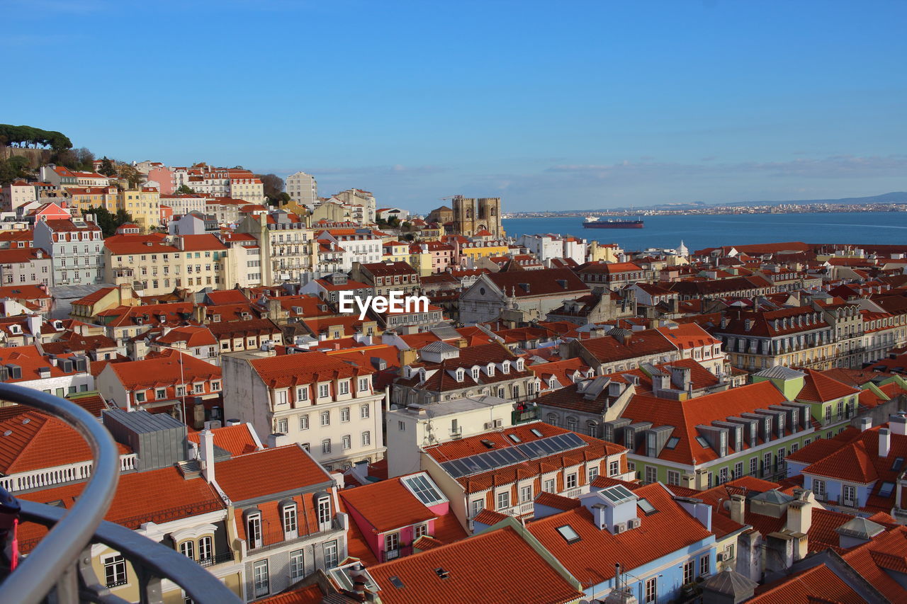 High angle view of townscape against sky