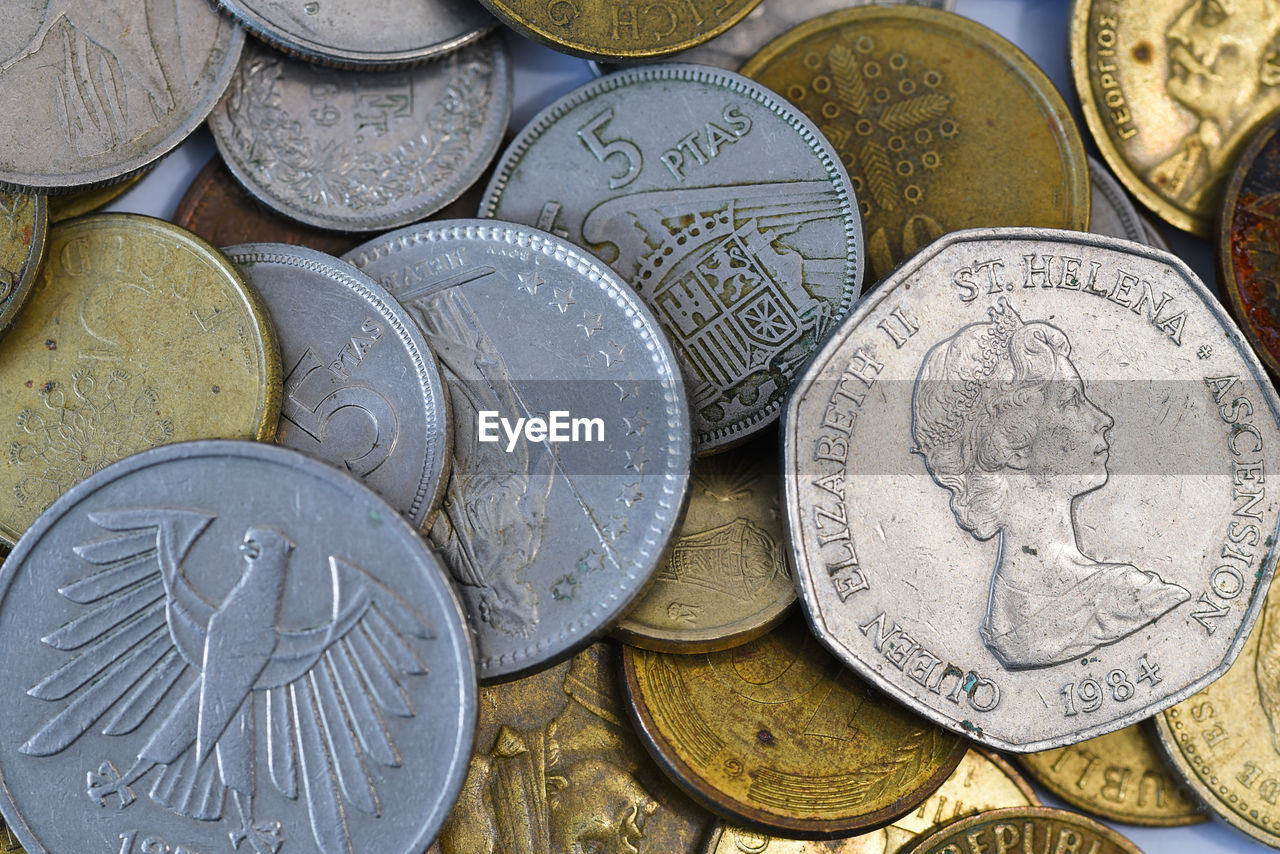 Den helder, netherlands. january 2023. old european coins.