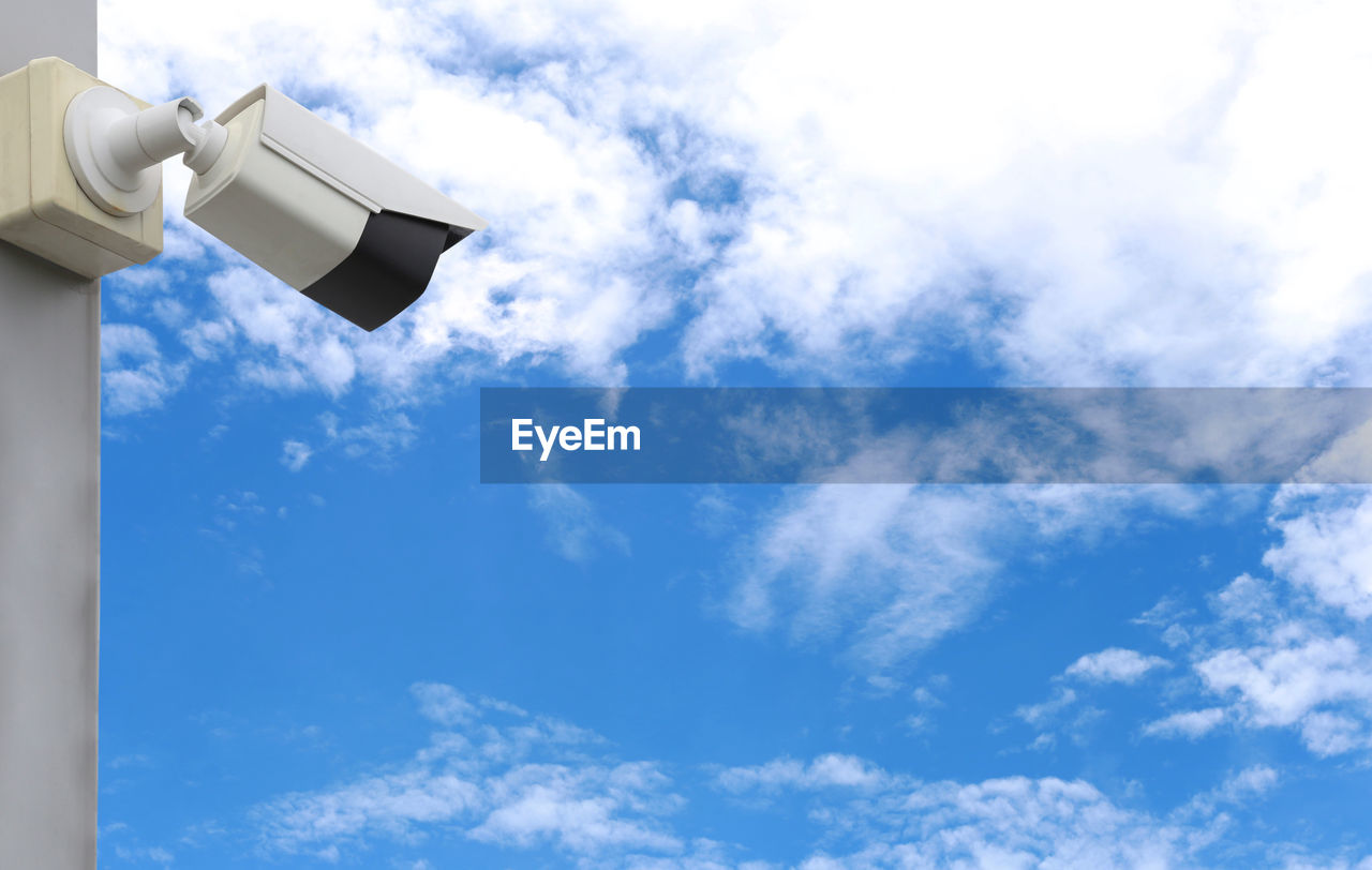 Cctv tool on blue sky background,equipment for security systems and have copy space for design.