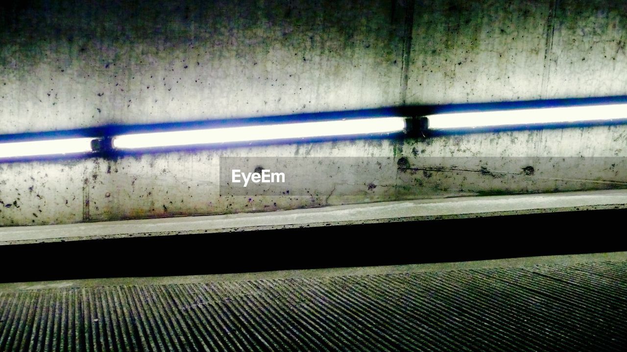 no people, indoors, railroad station platform, close-up, transportation, day, architecture, illuminated