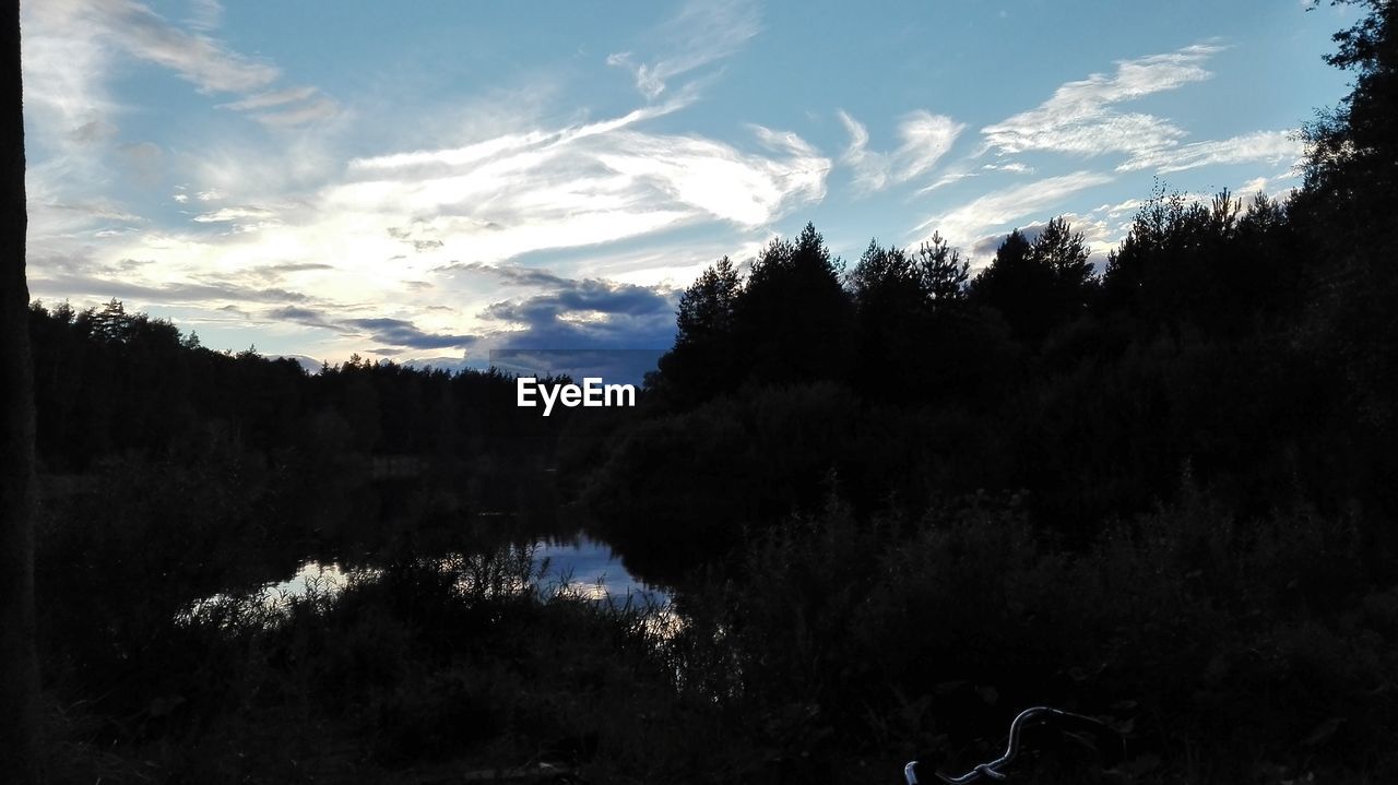 SCENIC VIEW OF CALM LAKE AGAINST SKY