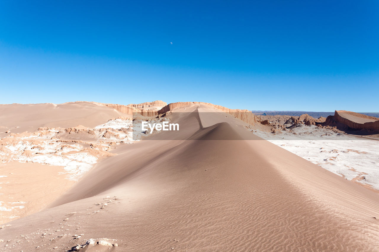 PANORAMIC VIEW OF DESERT AGAINST CLEAR SKY