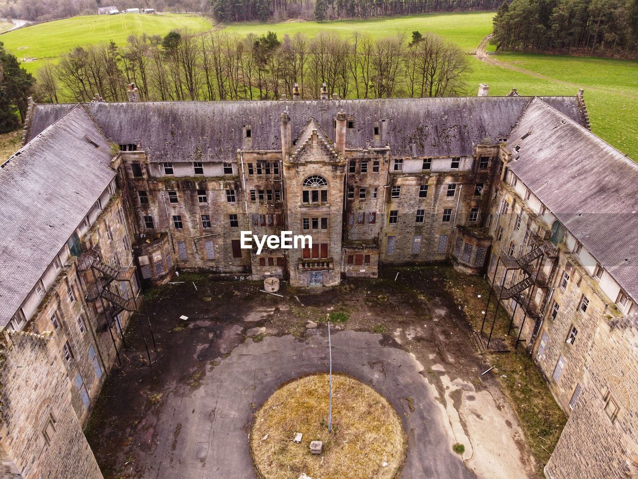 High angle view of old building