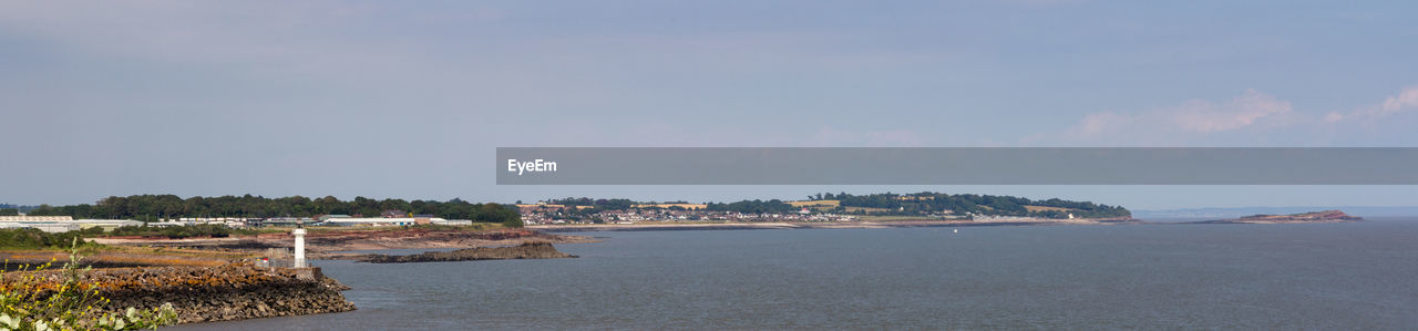 SCENIC VIEW OF SEA BY BUILDINGS AGAINST SKY IN CITY