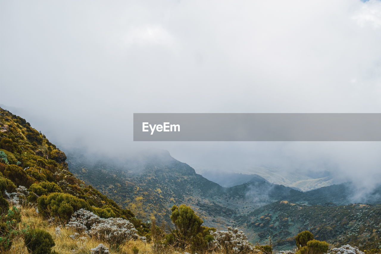 Scenic view of mountains against sky