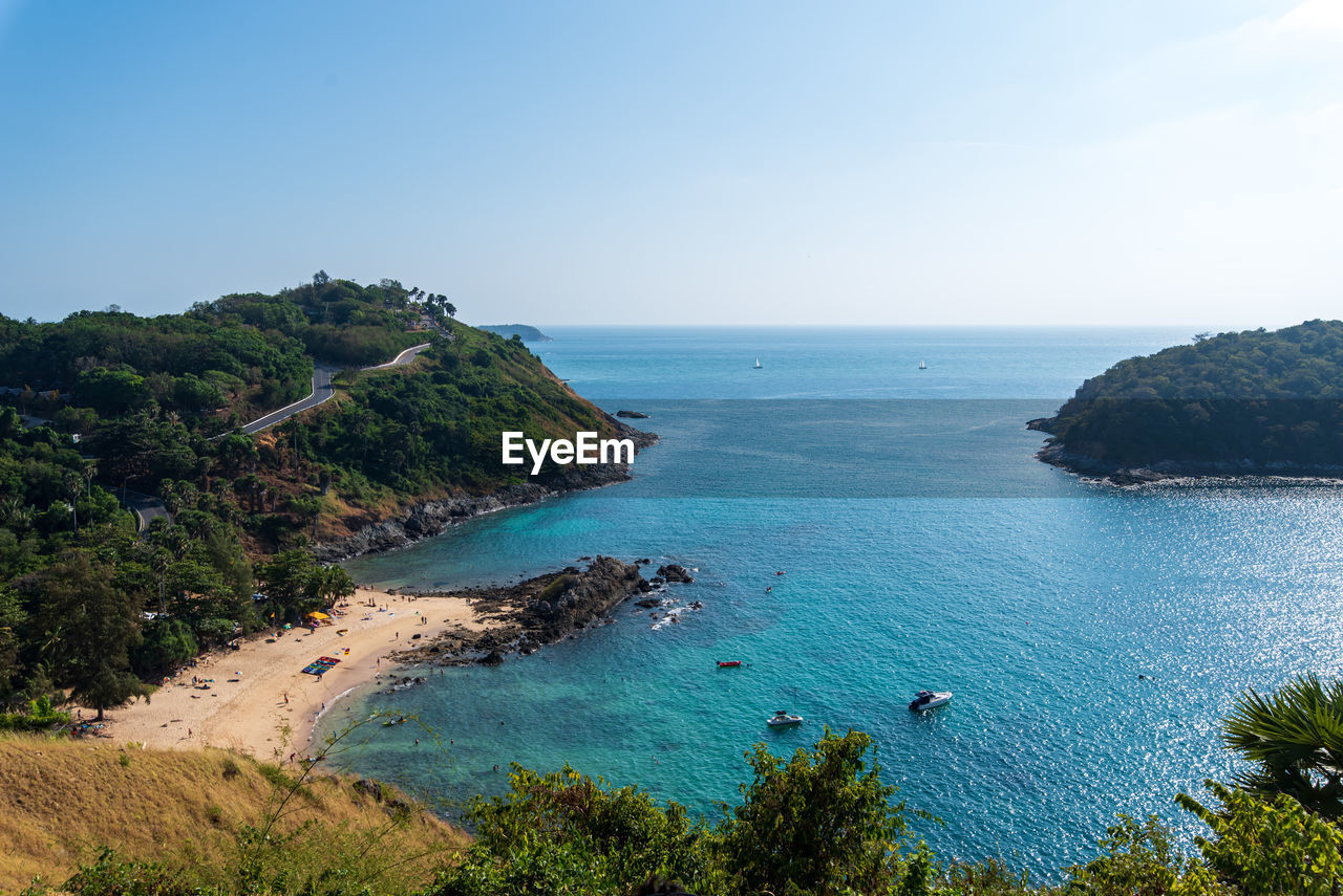 High angle view of sea against sky