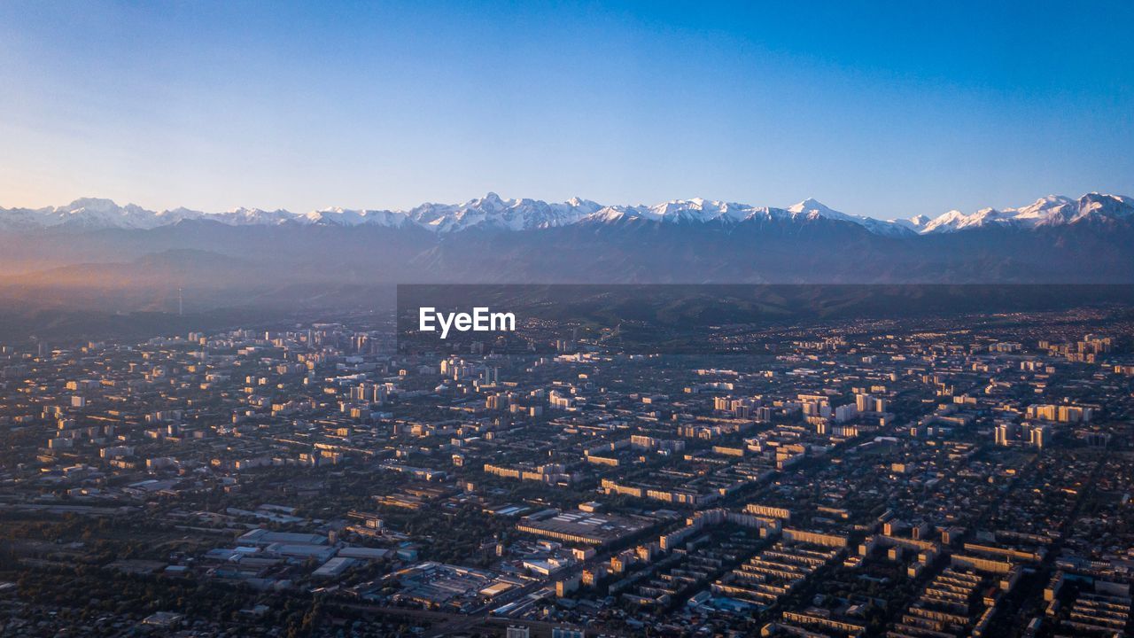 High angle view of city against sky