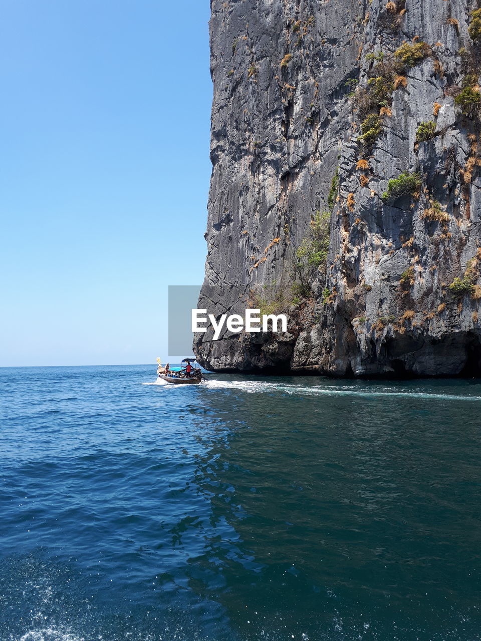 Scenic view of sea against clear sky