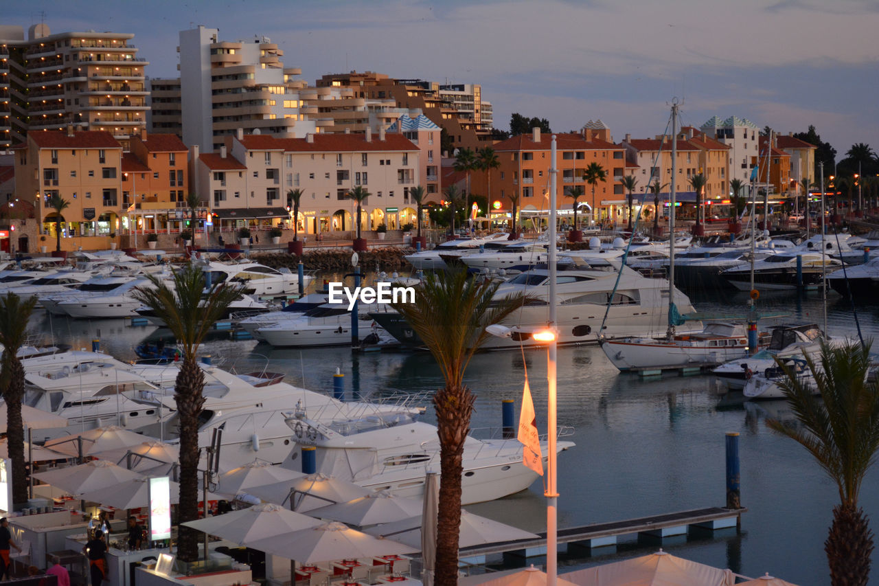 View of town at night