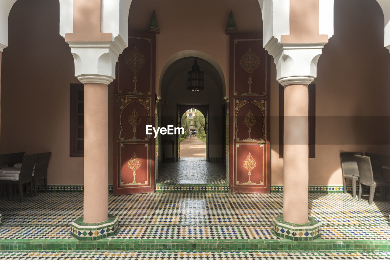 Beautiful interance of a palace, hotel or riad in marrakech