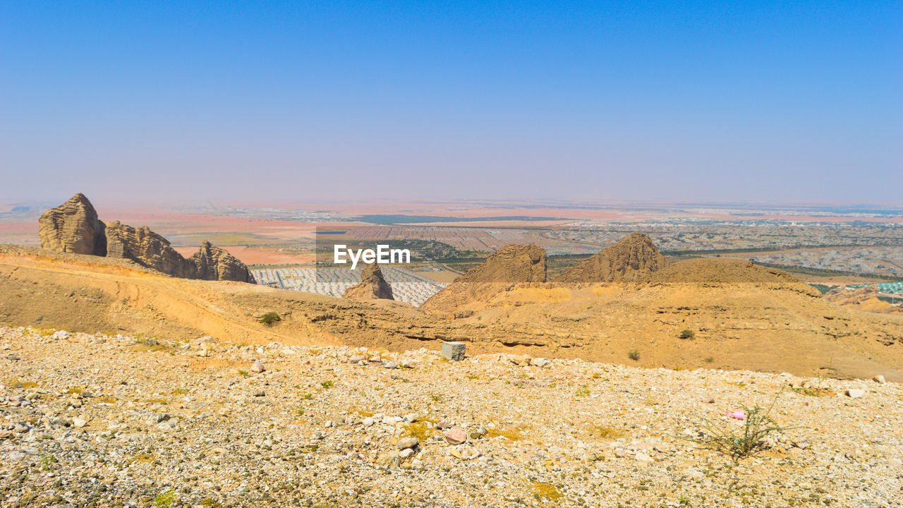 Scenic view of landscape against clear sky