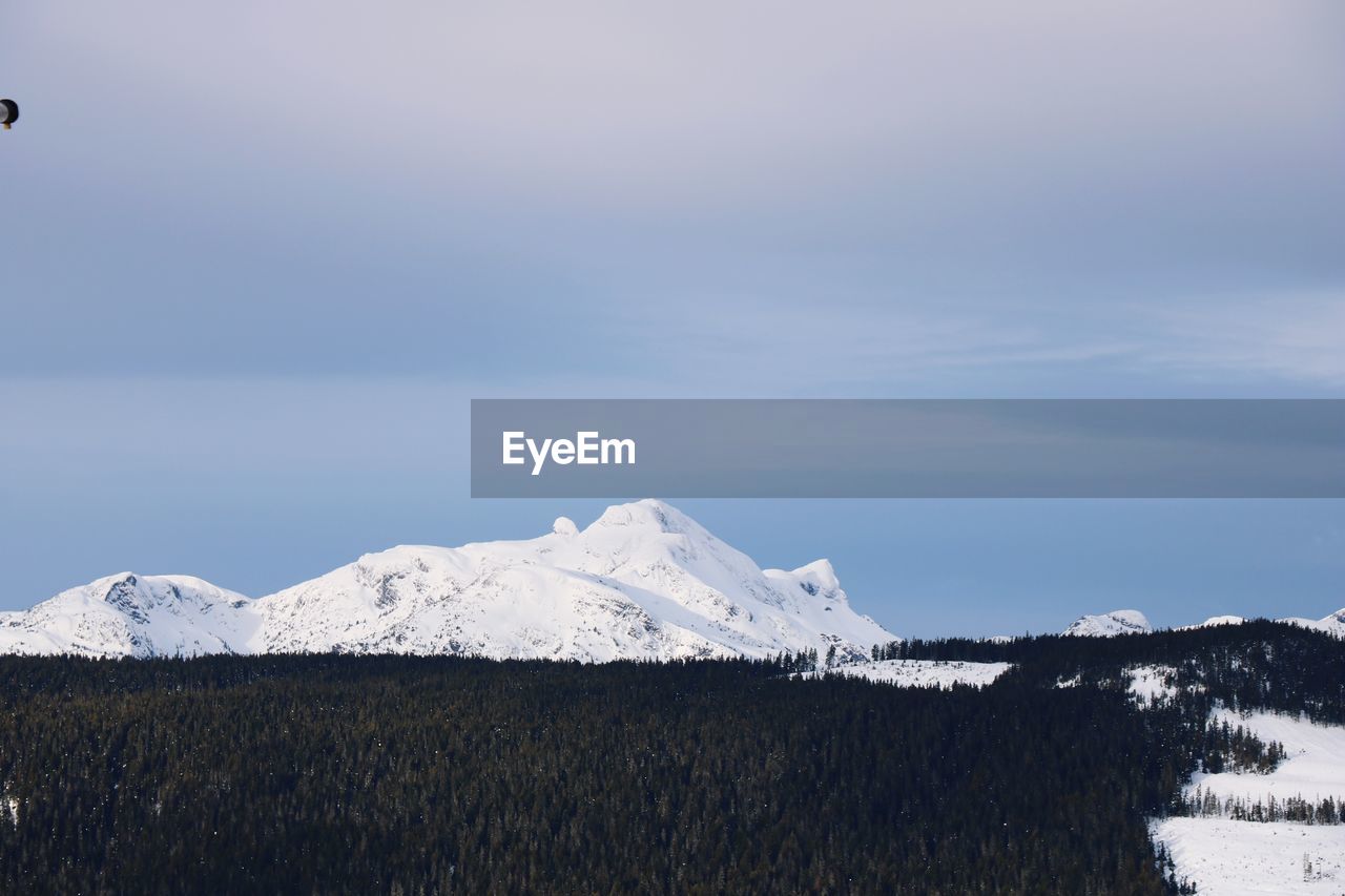 Snow covered landscape against sky