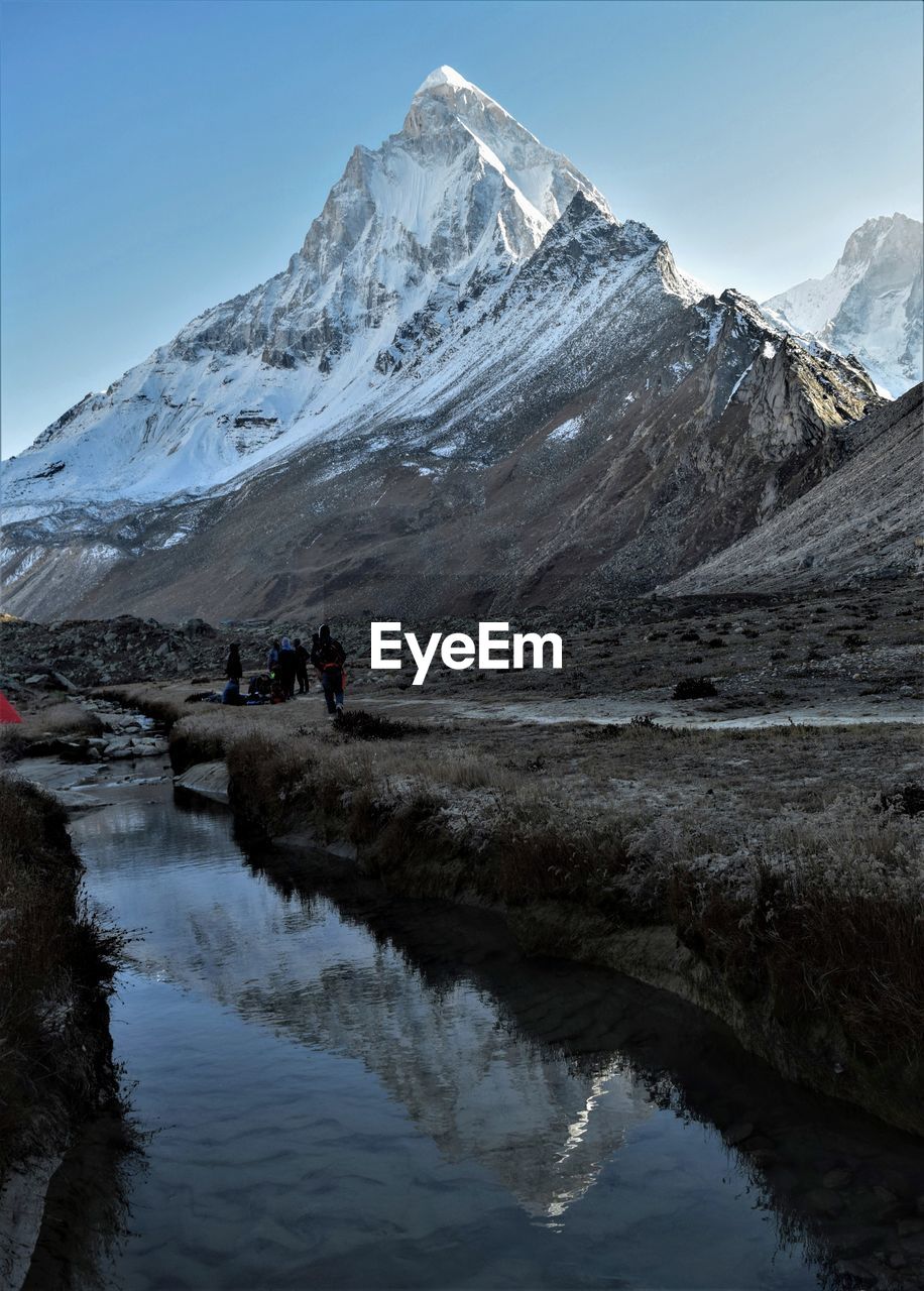 Mount shivling reflected in akash ganga, taliban, uttarakhand, india