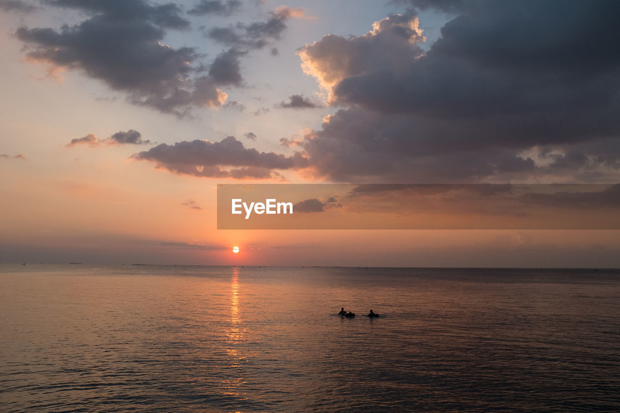 Scenic view of sunset over sea