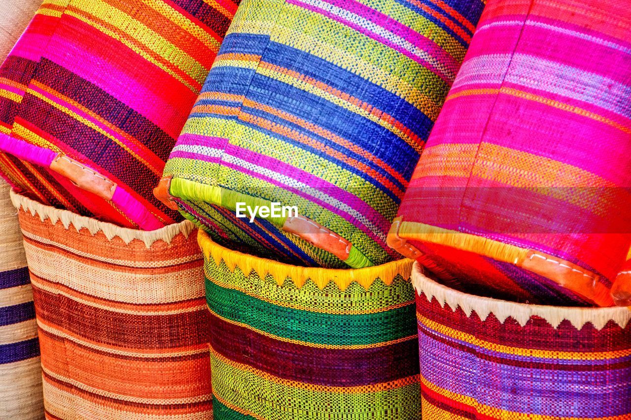 Close-up of multi colored textiles 