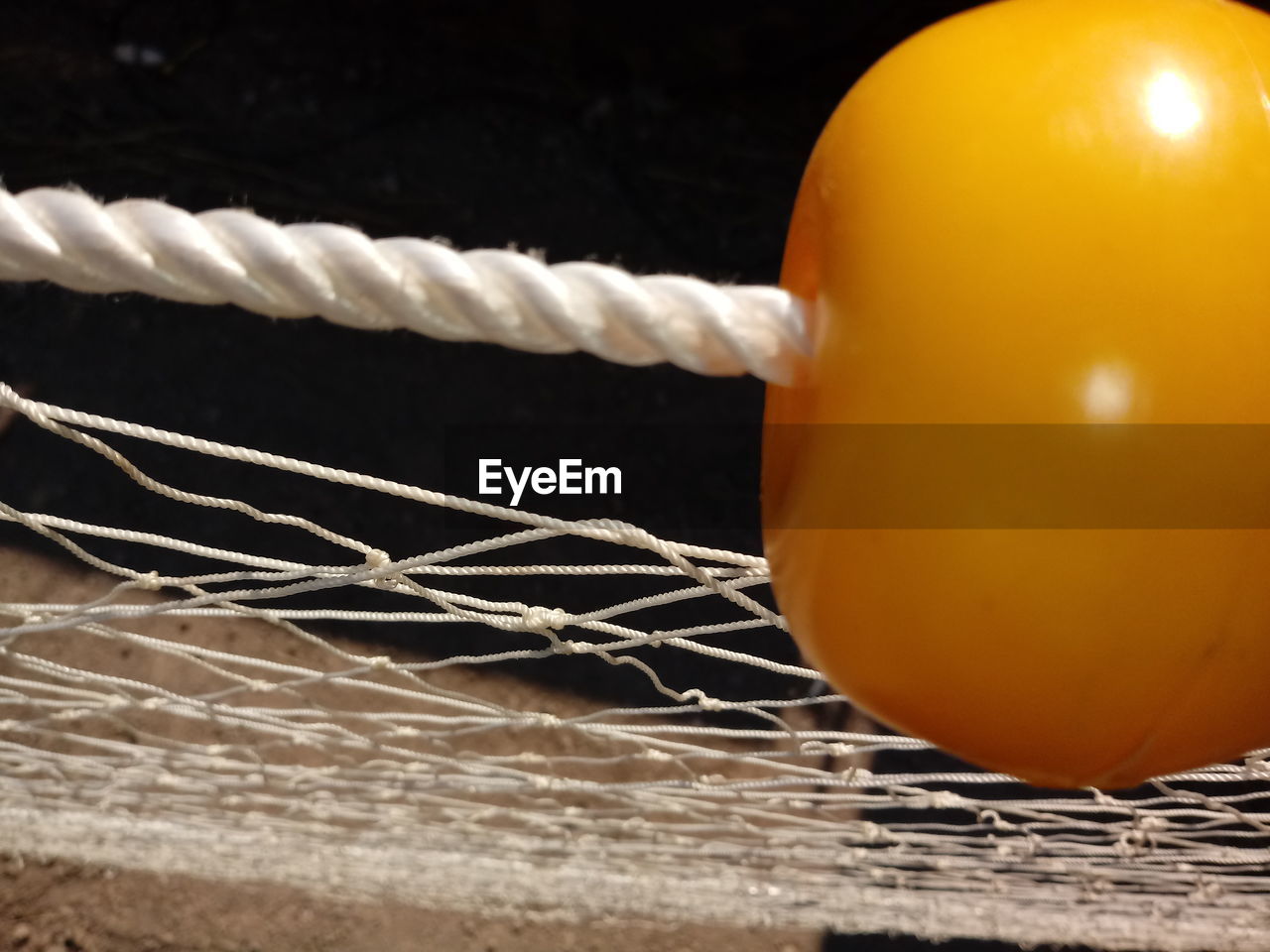 CLOSE-UP OF ORANGE ON ROPE