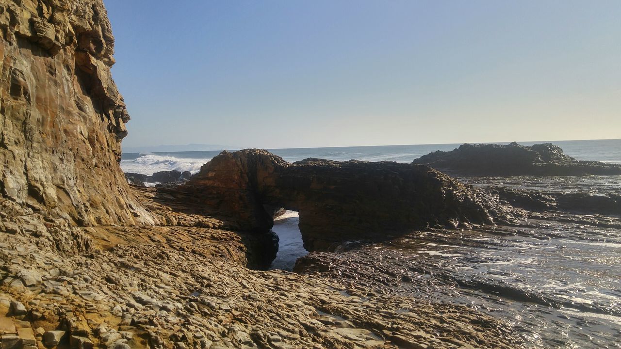 Scenic view of sea against clear sky