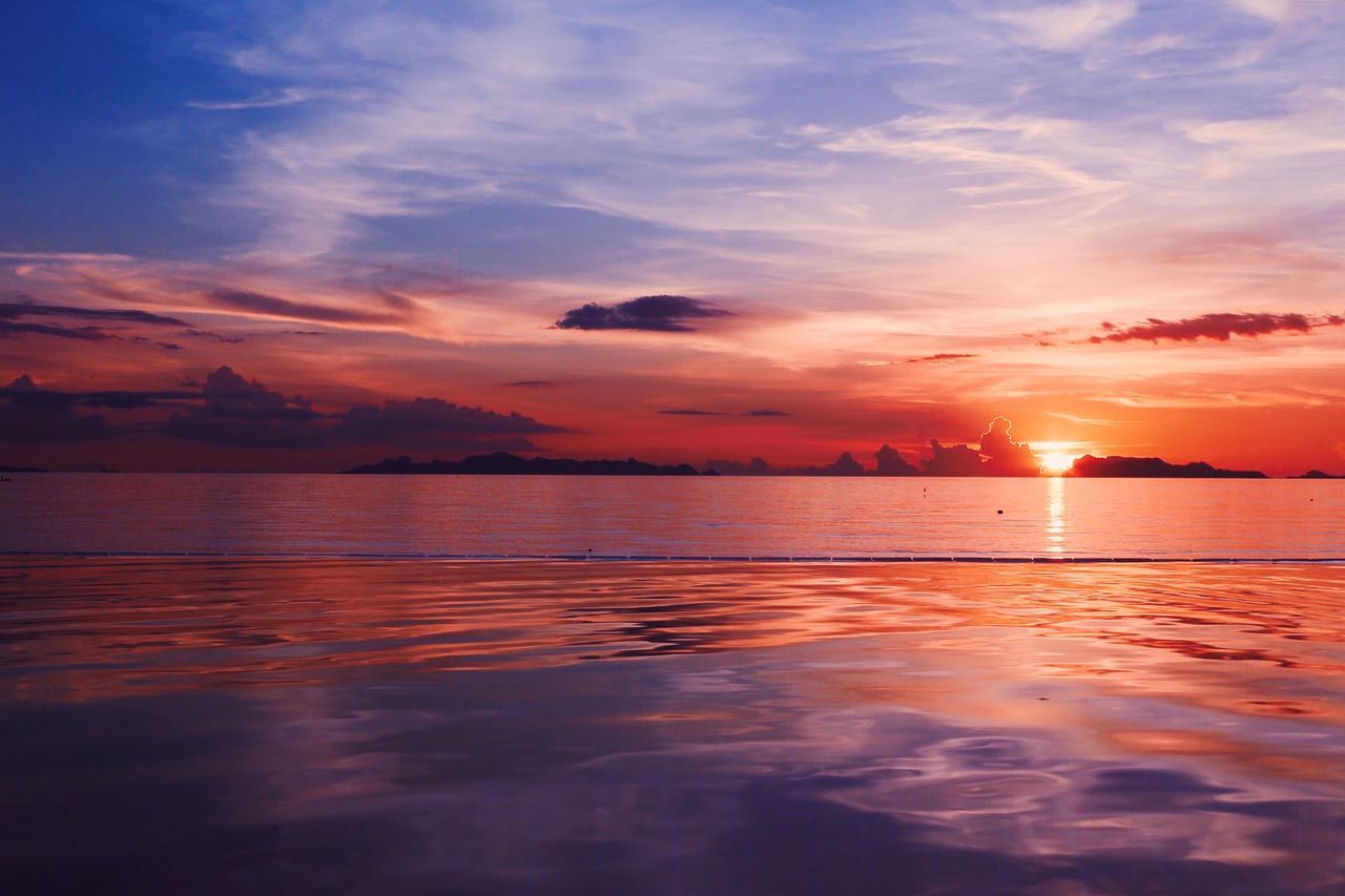 View of calm sea at sunset