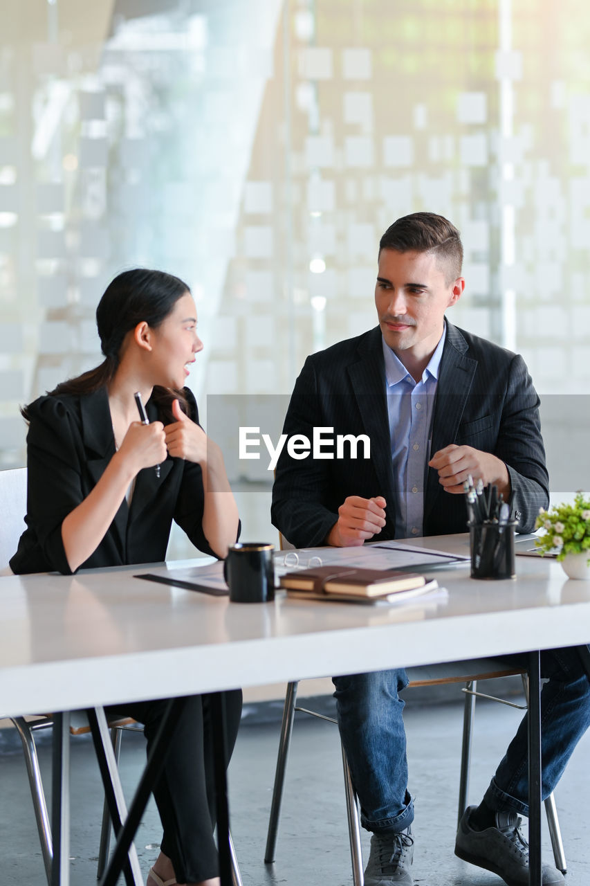 business colleagues working on table