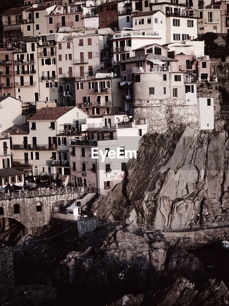 High angle view of buildings in city