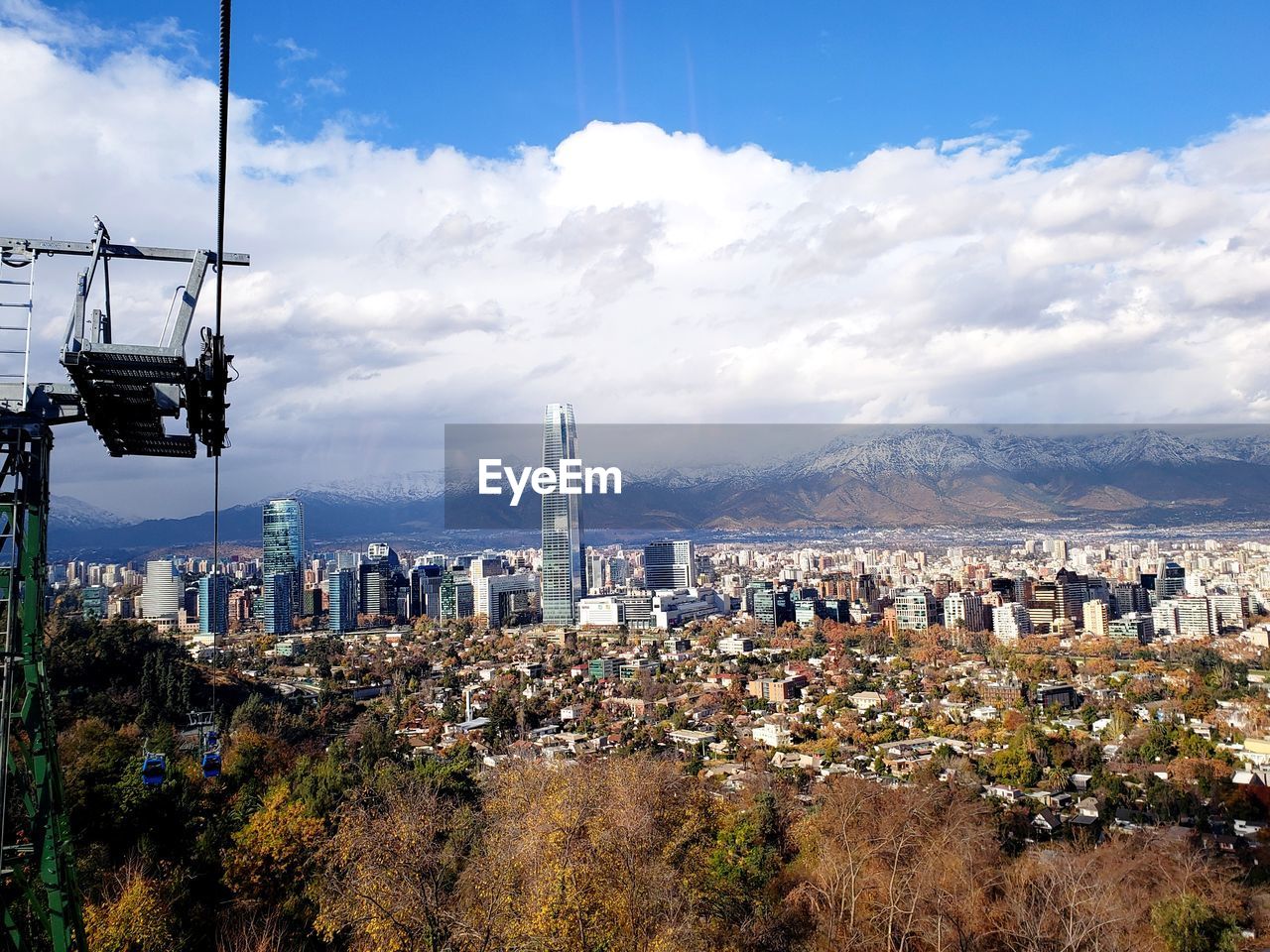 High angle view of buildings in city against sky