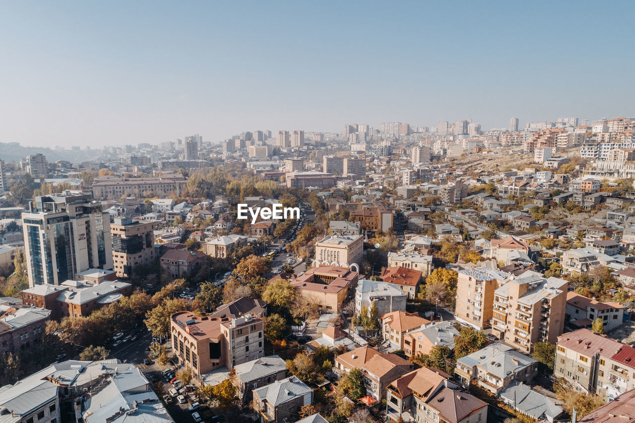 High angle view of buildings in yerevan