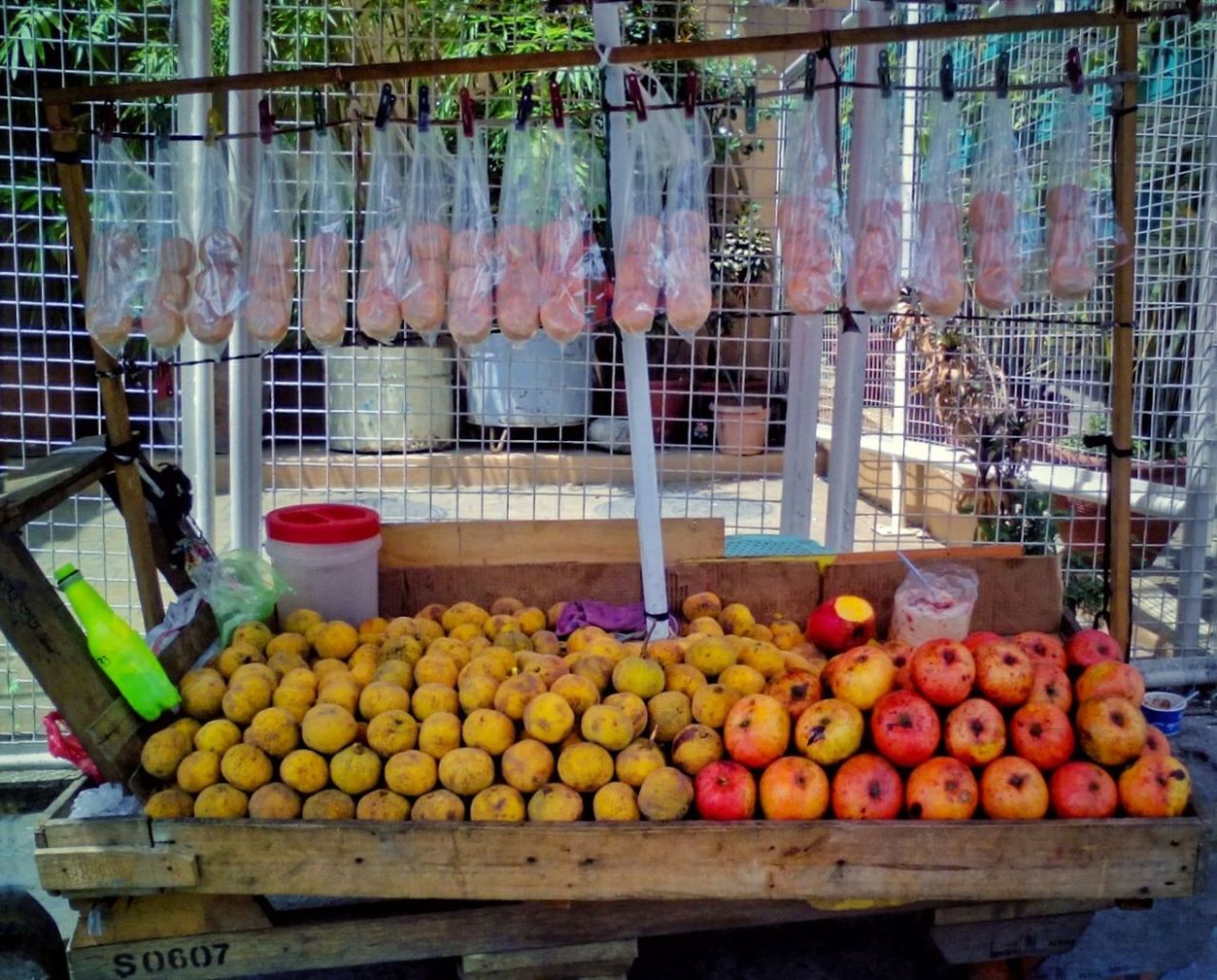 Fruit stack on table for display