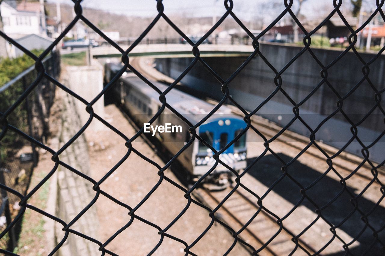 High angle view of train